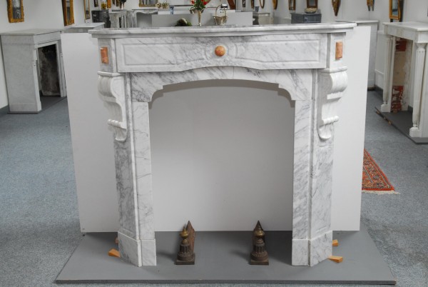 weiß/bernsteinfarbener marmorkamin - jugendstil-