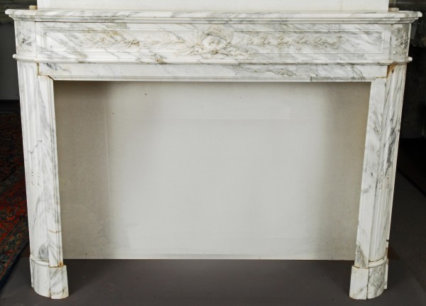 stil: louis XVI,  weiß-grauer  marmorkamin